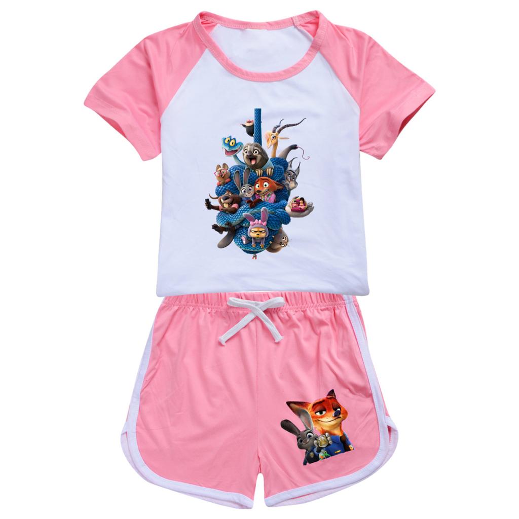 Kids Summer Sport T-Shirt And Shorts 2 Piece Outfit Tracksuit Set Short Sleeve Print Crop Tops With Clothing Set