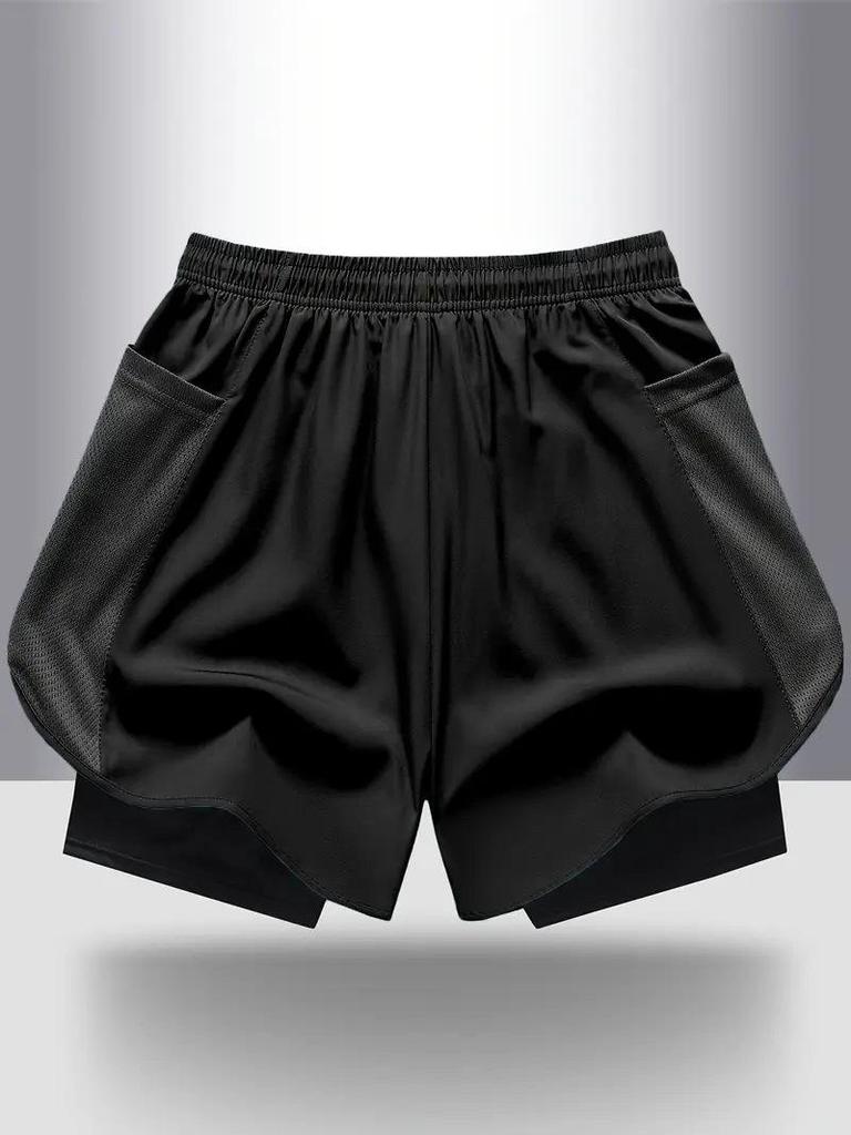 Women's Summer Quick-Dry Breathable Yoga Shorts with Faux Two-Piece Design