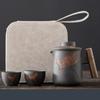 High-end Purple Pottery RetroTea Set Outdoor Travel Tea Set Portable Kungfu Tea Set Teapot Small Package Birthday Gift