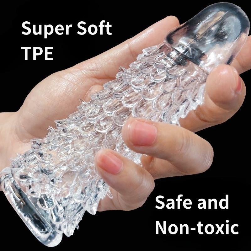 Verdicken Sie den Penis, vergrößern Sie die Hülle, wiederverwendbares Kondom, Penisverlängerung, Verzögerung der Ejakulation, Sexspielzeug für Männer, Intimartikel, 4 Arten