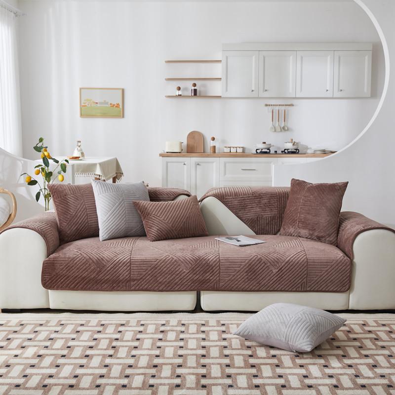 Short Plush Sofa Covers Slipcovers Sofa Towel Universal Non-slip Couch Cover for Living Room Decorative