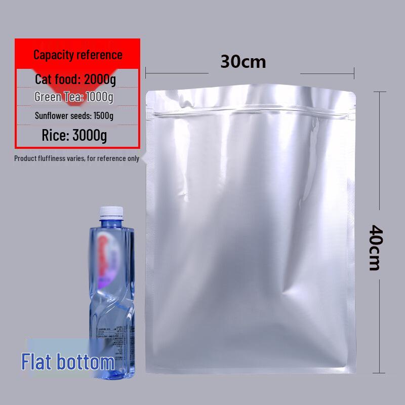 Thickened Aluminum Foil Zipper Bag: Flat Bottom, Moisture & Light-Proof, Self-Sealing for Tea & Food Storage