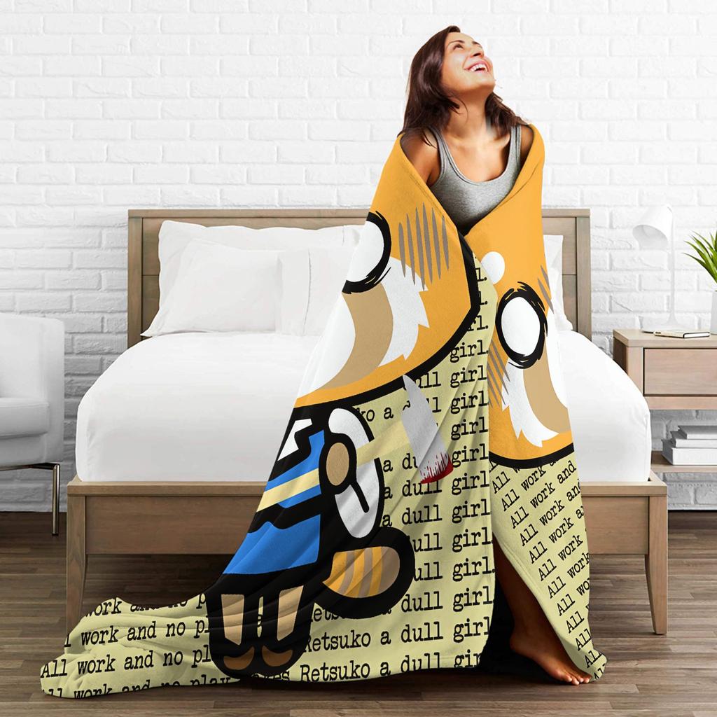 Aggretsuko Warm Soft Blanket  Students Plush Throw Blanket Novelty Living Room Flannel Bedspread Sofa Bed Cover