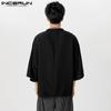 INCERUN Herren 3/4 Ärmel Henley Shirts Stehkragen Casual Tops
