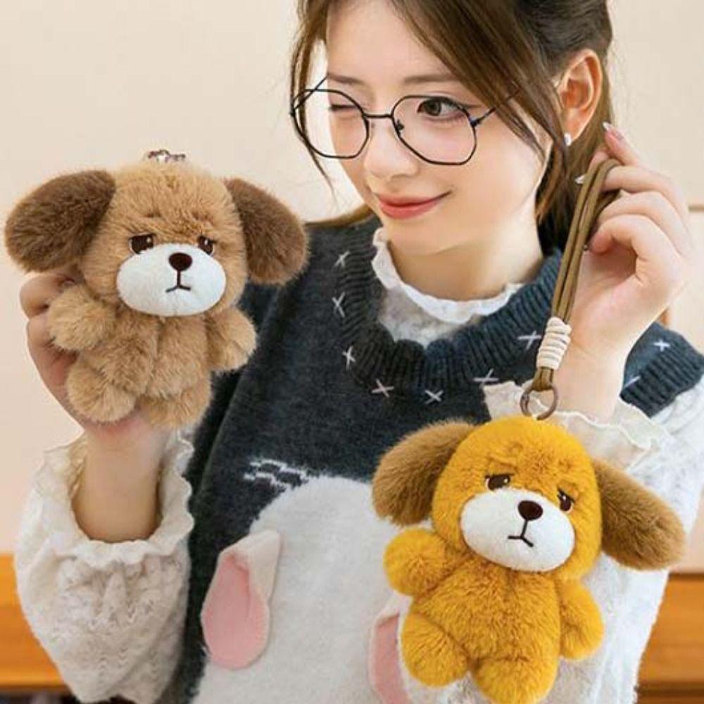 Animal Puppy Plush Keychain PP Cotton Puppy Doll Key Ring Sweet Plush Puppy Pendant Birthday Gift