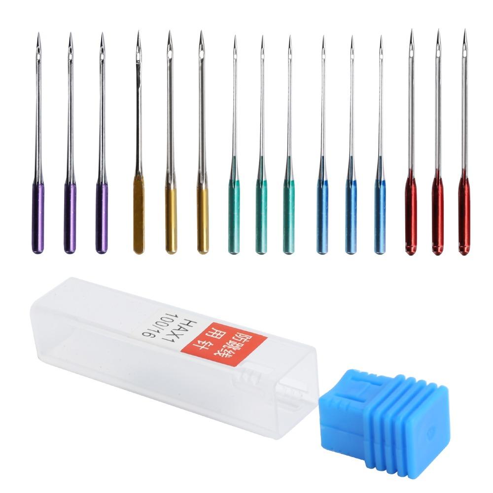 15pcs Anti-Jumping Sewing Machine Needles Regular Point Steel Anti-Jumping Needles All-Purpose Flat Shank