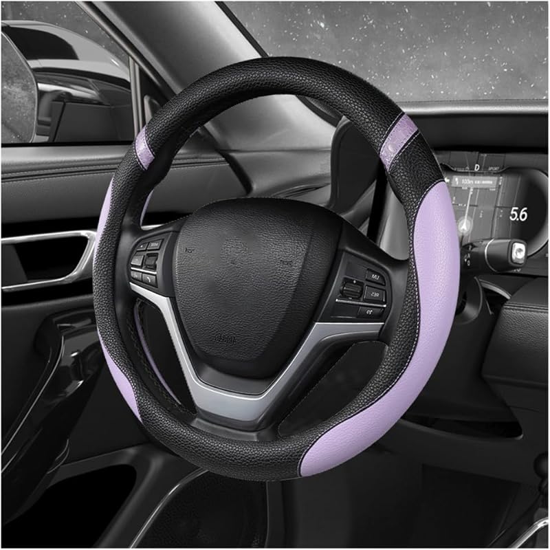 Car Steering Wheel Cover, 15 Inch Premium Leather Breathable Non-Slip Wheels Wrap, Universal Auto Comfortable Steering Wheel Protector For SUV Truck