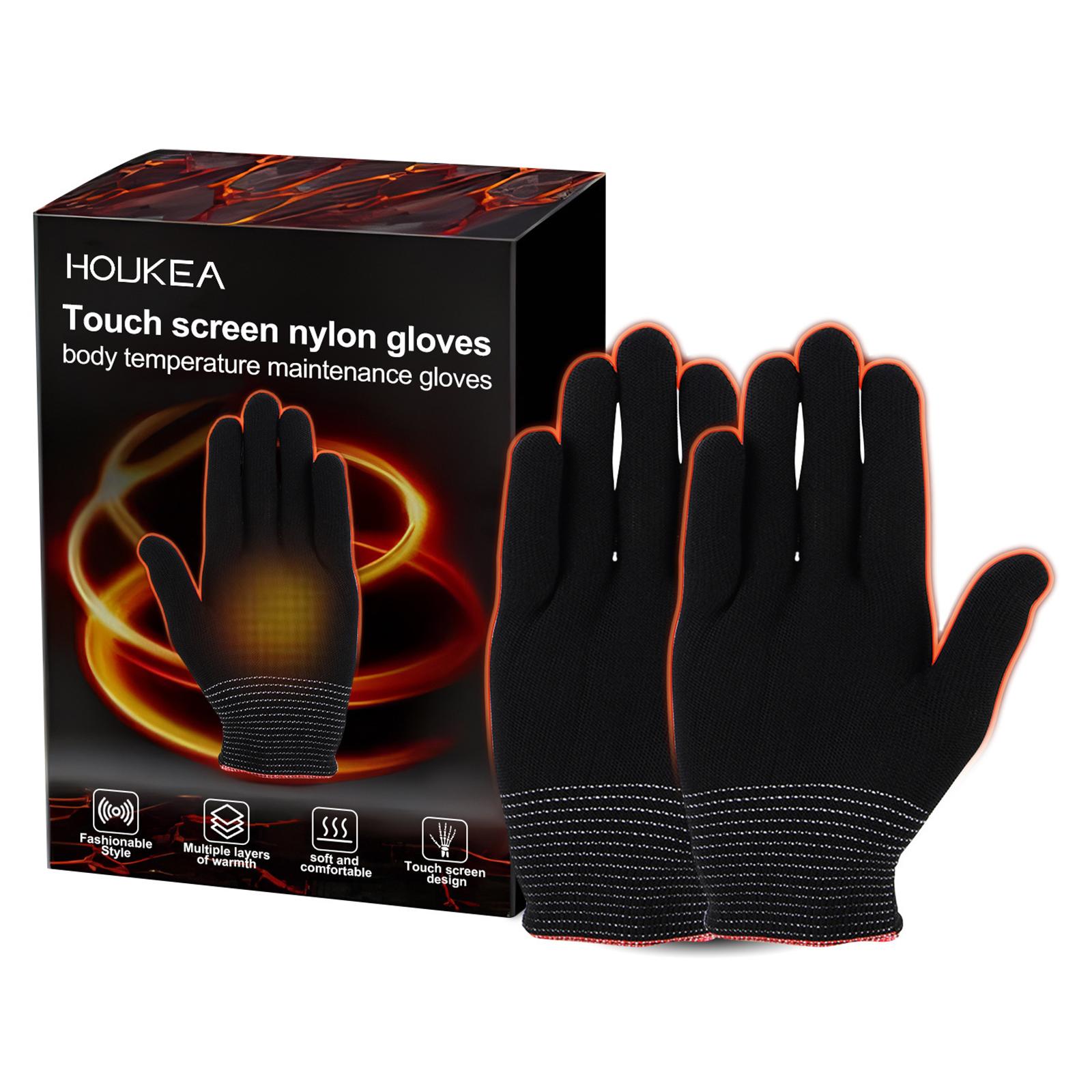 

HOUKEA HKA06-A021-2-BK2 1 Pair Nylon Gloves Winter Outdoor Sports Skiing Touch Screen Hand Warm Gloves A