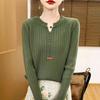 Korean Style V Neck Long Sleeve Pullover Sweater For Women