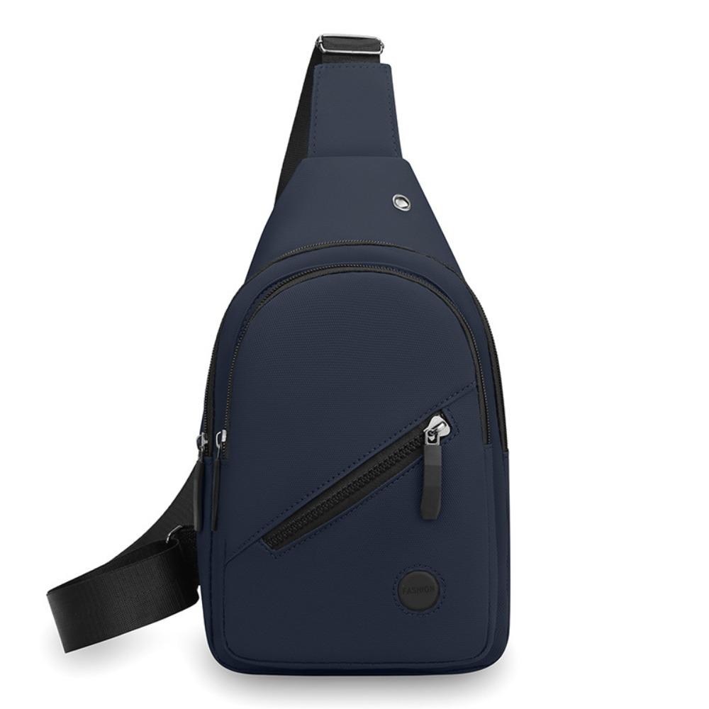 Bolso de Pecho Impermeable para Hombre Tela Oxford Multibolsillo Bolso Bandolera Agujero para Auriculares Correa de Hombro Ajustable Riñonera de Pecho