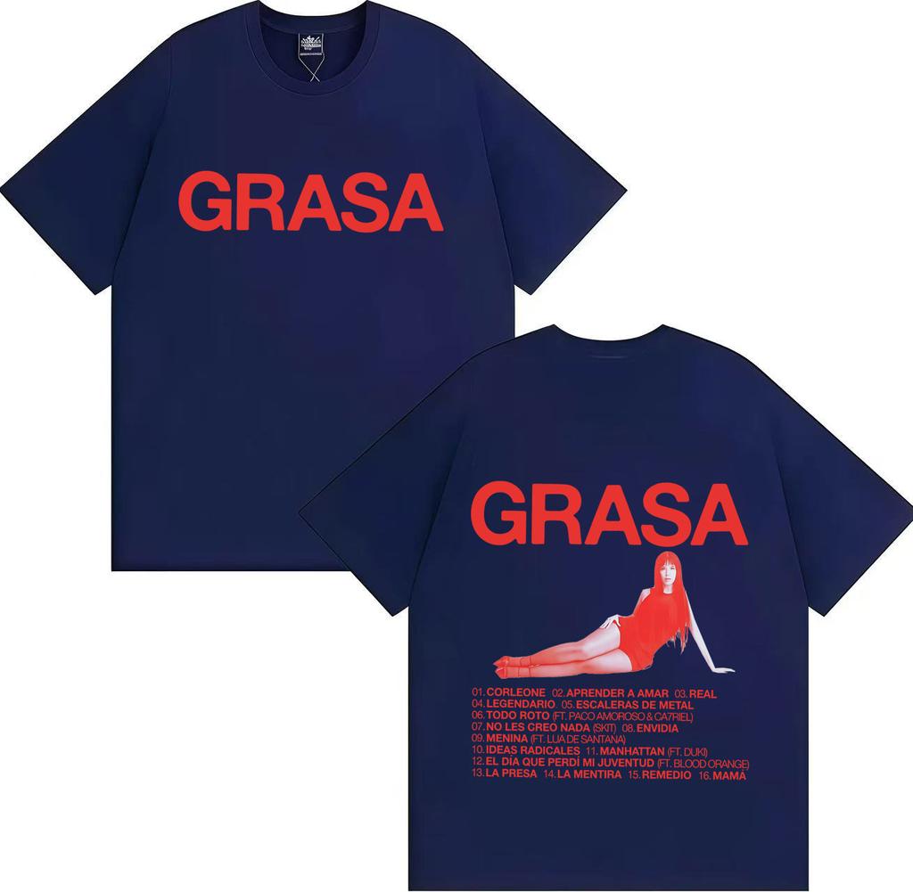 The Best-selling Rapper Nathy Peluso Grasa's 2025 Print Trendsetter Summer Print 100% Pure Cotton Loose Casual T-shirt