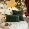 Christmas Pillowcase Plaid Print Single Side Print Colorfast Hidden Zipper Two Sizes Available Couch Decoration Throw Pillow Cover Pillow Sham