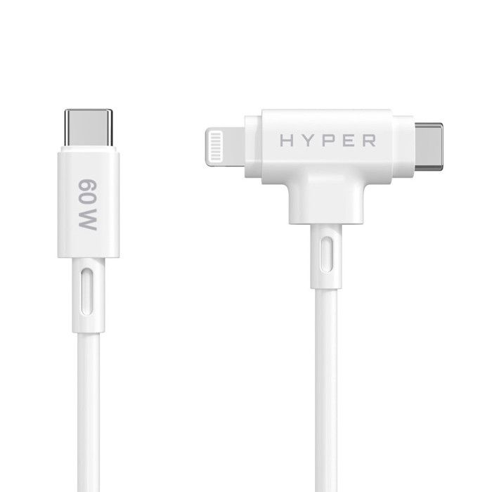 Hyper Cavo USB 2.0 1,5m USB-C a USB-C/Lightning Bianco Ricarica Rapida 60W MFi