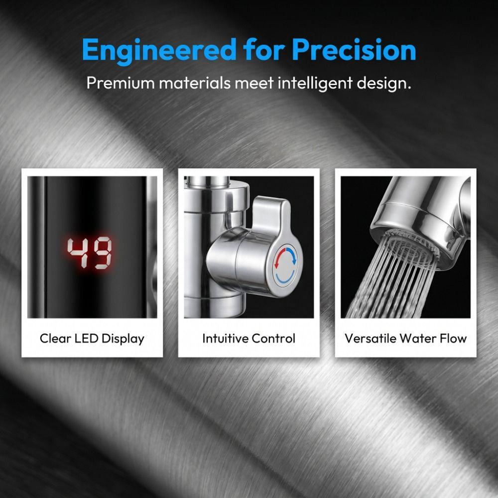 Digital Display Tankless Heaters Temperature Display Heating Faucet Instant Water Heater Cafe