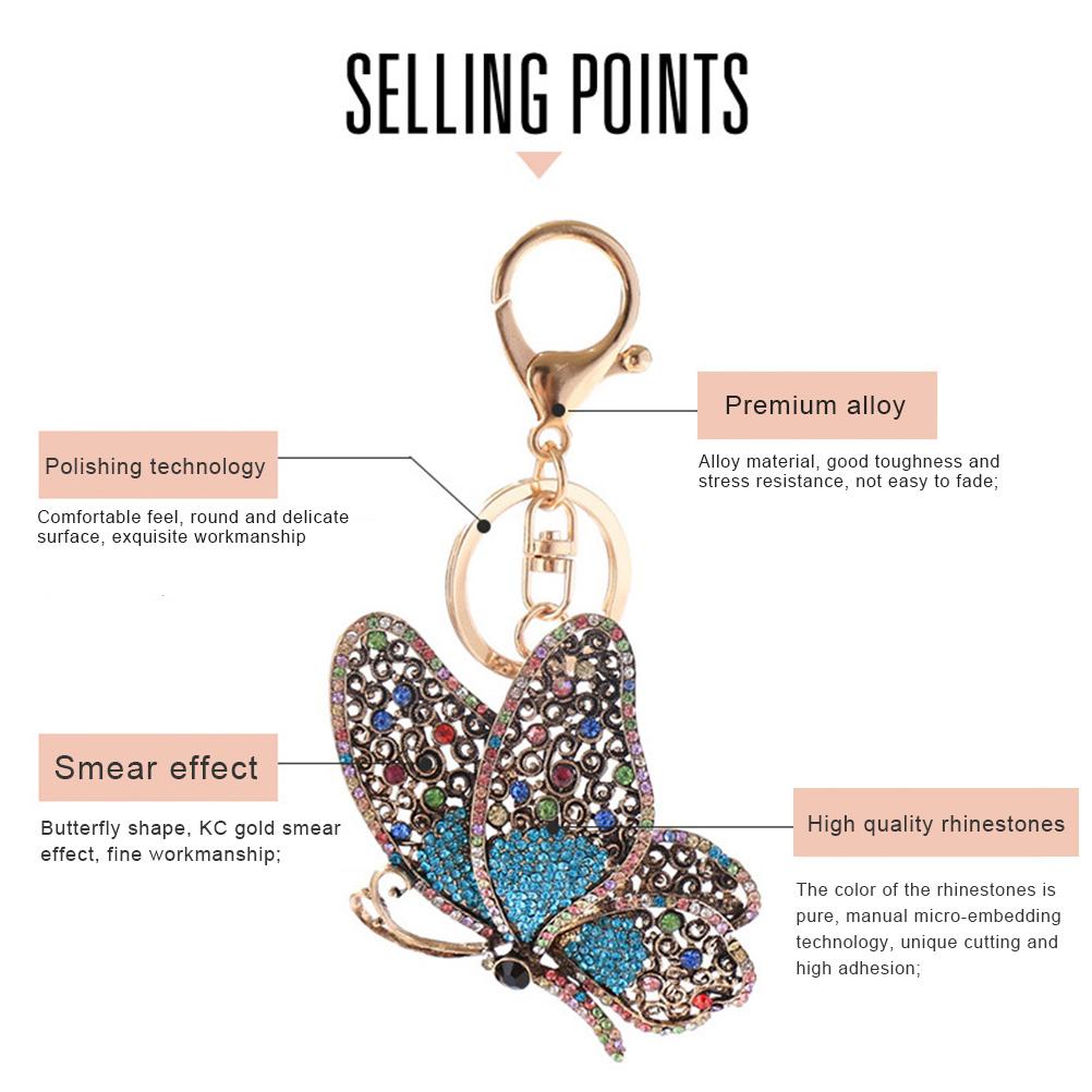 DIY Butterfly Rhinestone Painting Keychain Rhinestone Painting Special Shaped Butterfly Keychain Christmas Gifts for