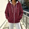 Women's Casual Loose Fit Printed -Lined Hooded Zip-Up Cardigan
