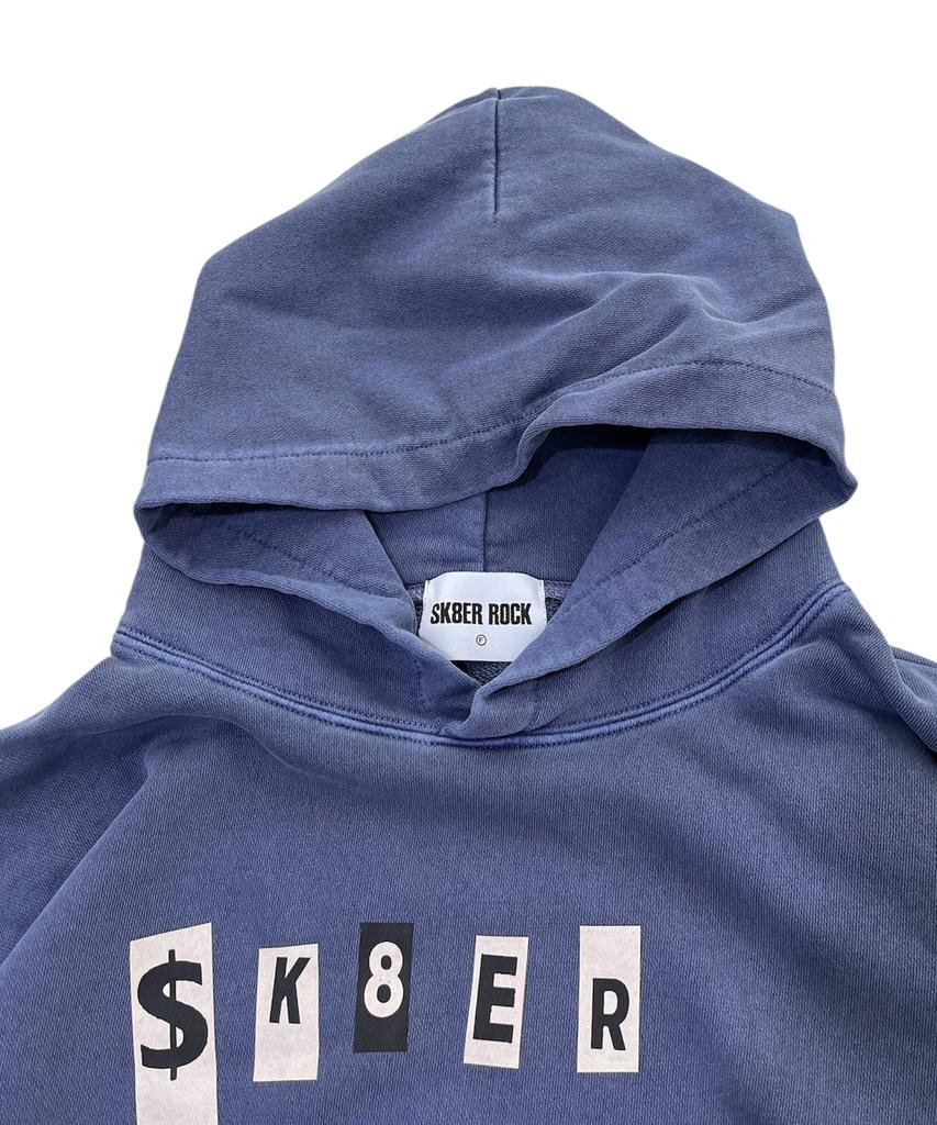 SK8ER ROCK Collage Lettering Pigment Hoodie (Navy)