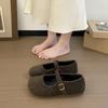 2025 Autumn New French Retro Round Head with Mary Jane Shoes Femininity Plush Flat Shoes