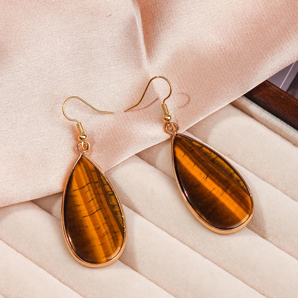 Natural Stone Earrings, Light Luxury High-end Earrings, Blue Pine, Green Eyed Stone Earrings, Accessories