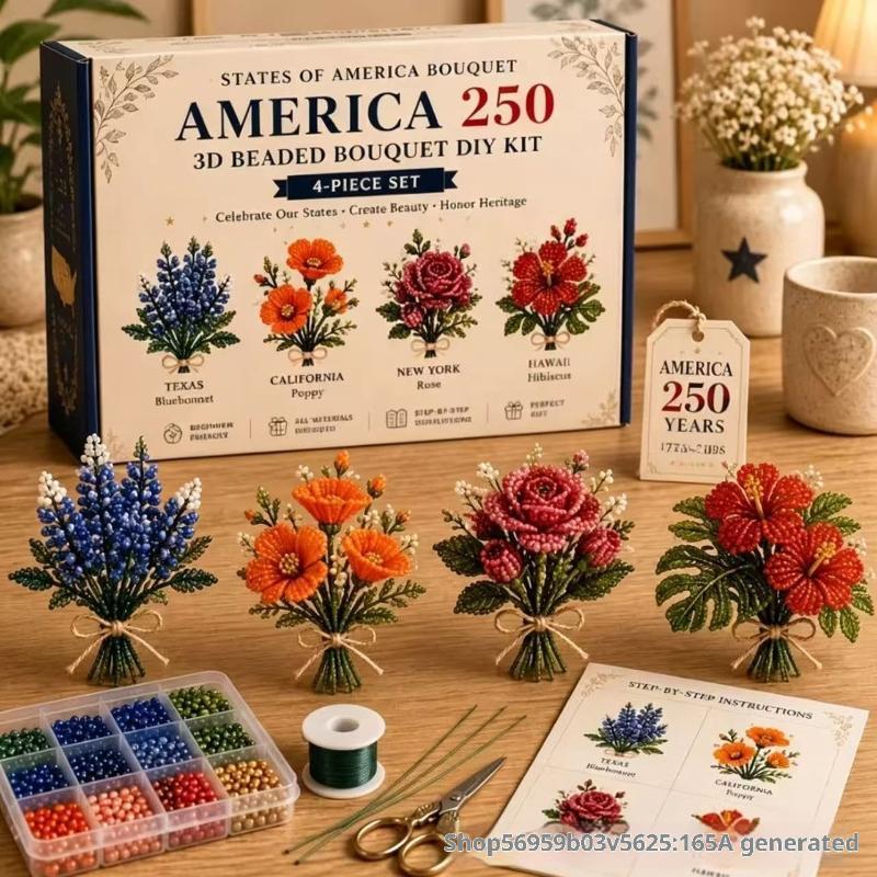Tiny 3D Beaded Animal DIY Kit, Easy DIY Beading Embroidery Kit With 4 Cute Designs, 3D Animal Themed Beadwork Kit For Beginners