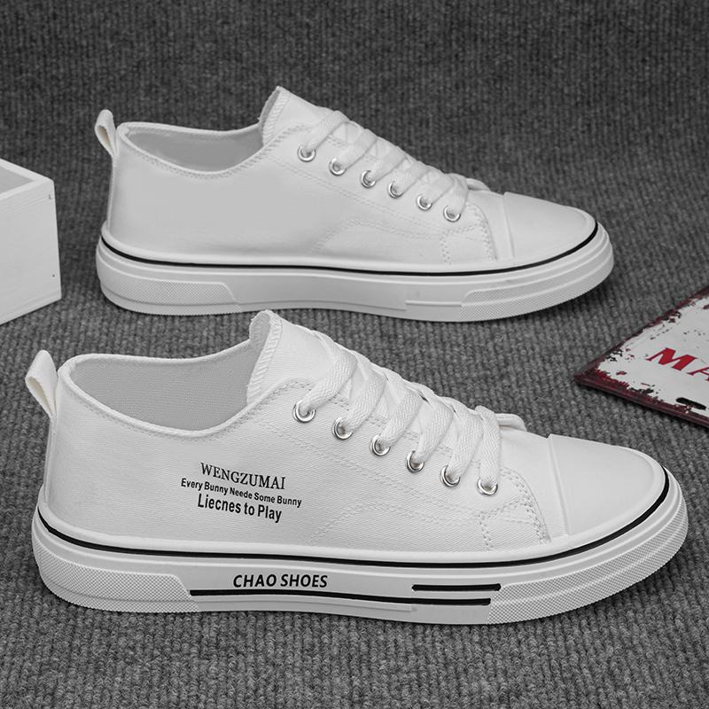 New Men's Fashion Low Top Skateboarding Canvas Breathable Shoes Students Boys Male Casual Comfortable Soft Sole Trending Sneakers