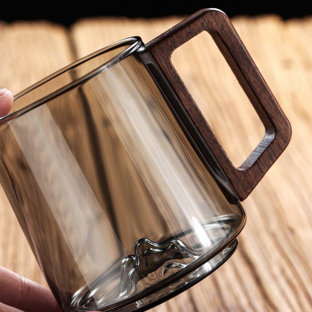 Large Capacity Water Drinking Cup Wooden Handle Tea Cup Creative Glass Cup  Juice