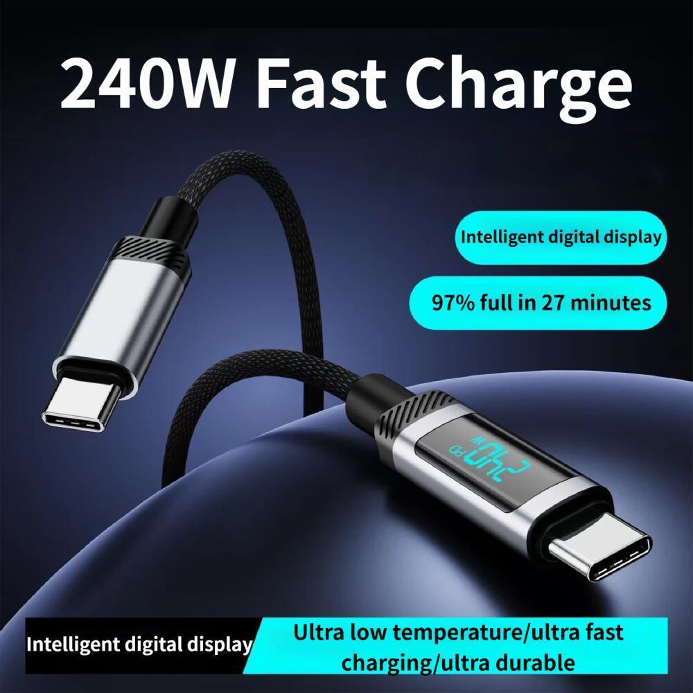 240W PD3.1 48V5A Fast Charging Cable USB C To Type C Cable Digital Display 1M/2M Data Wire For Mobeil Phone Macbook IPad Laptop