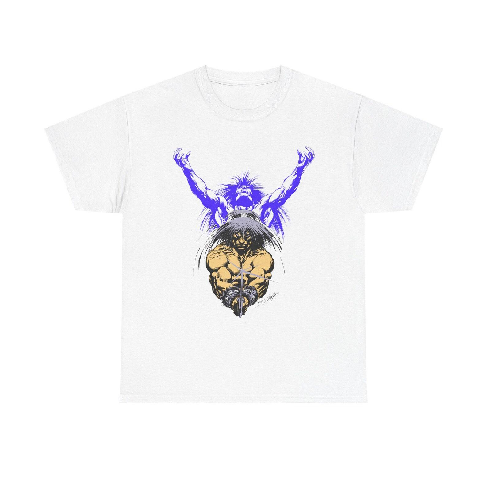 Warrior Spirit Tee | Muscular Fighter Illustration, Energy Aura Graphic 2XL