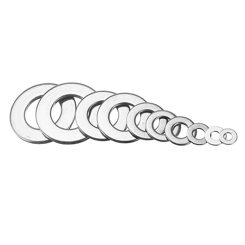 180 Pcs 304 Stainless Steel Flat Washer Set M2/2.5/3/4/5/6/8/10 Suitable For Home Decoration Factory Maintenance Kitchen Store