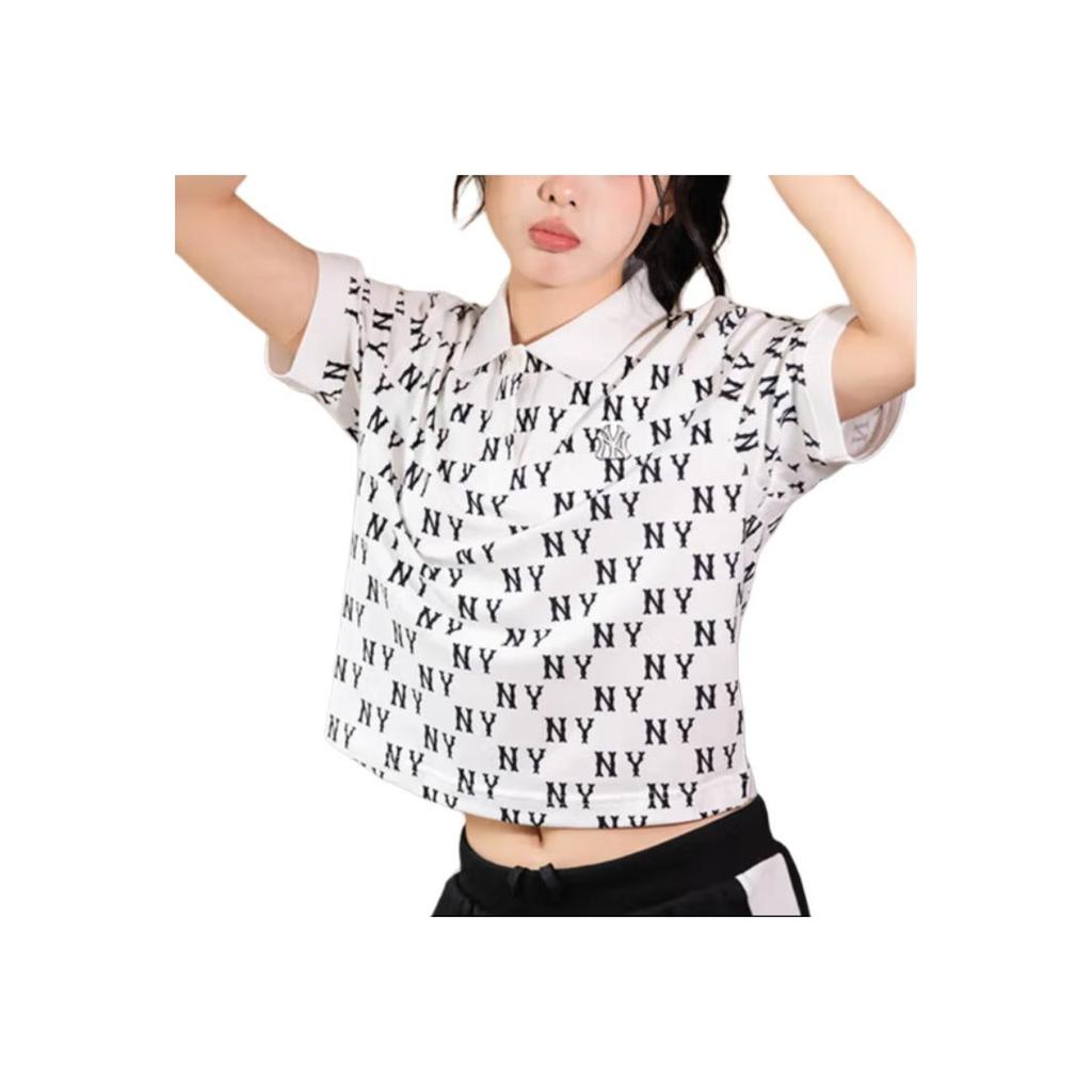 New MLB Presbyopia Polo Shirt Unisex Ivory White 3FPQM0143-50IVS