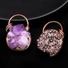 Natural Healing Stone Amethyst Irregulate Raw Stone Bronze Inlaid Pendants & Charms for Jewelry Making DIY Necklace Home Decor