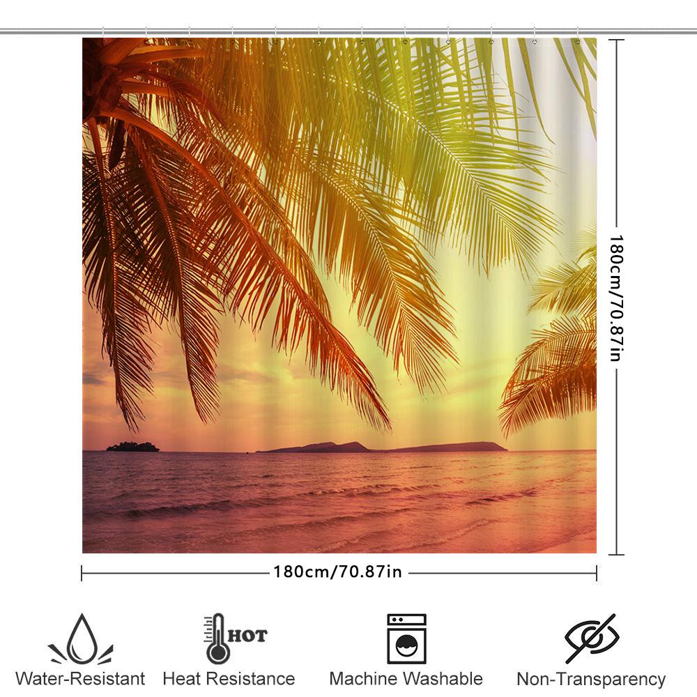 Summer Paradise Shower Curtain Palm Tree Print For Bathroom Decor Beachfront Vibe Coastal Style Home Decoration
