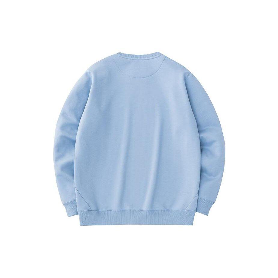 Anta Basketball Series Solid Color Crew Neck Fleece Pullover Sweatshirt Men Sweatshirt Gray Blue 152341730-3