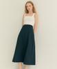 THEFRHT Cotton Pleated A-Line Long Skirt Black
