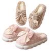 Cotton slippers autumn and winter 2025 new indoor home thick bottom warm home bow plush slippers