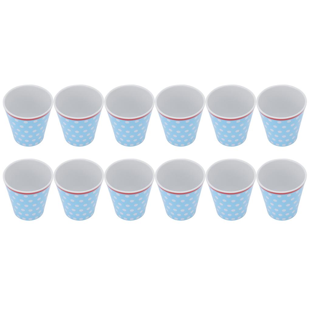 12PCS Light Blue Dot Pattern Imitation Ceramic Water Cup Drinking Mug for Restaurant School Gift
