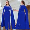 European & American Fashion Beaded Cape Sleeve Evening Dress with Hot Drilling
