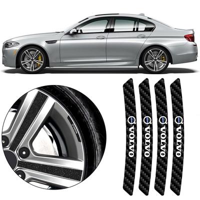 4PCS Carbon Fiber Car Styling Wheel Rim Hub Badge Sticker Decor Accessories For Rdesign AWD V8 T6 T7 T8 S90 XC90 S60 XC40