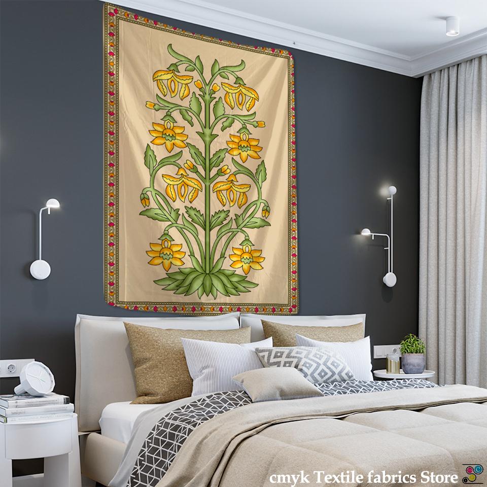 Plant Flower Tapestry Wall Hanging Bohemian Style Simple And Elegant Hippie Mandala Carpet Bedroom Art Home Decor