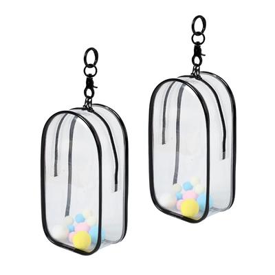Queen-b Plush Pouch Set of 2, Oshi-Nui Plush Pouch Bag, 19.5 X 10.5cm, Transparent, Portable, Doll Storage, Outings, Includes Cotton Balls (Black)
