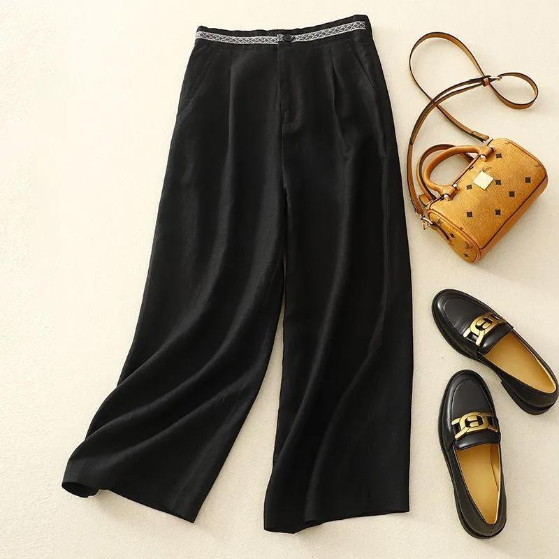 Cotton Pants Summer Women Plus Size Loose Pajama Pants Versatile Casual High-waisted Wide-leg Linen Pants