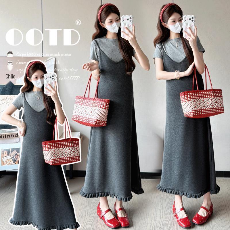 Stylish Maternity Summer Dress Set - Elegant, Slimming, Plus Size, Casual Large