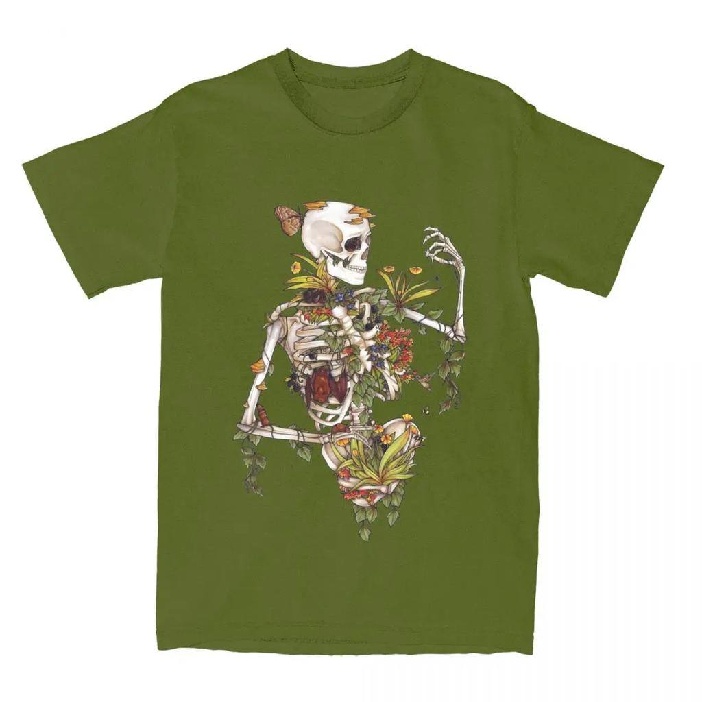 Crazy Bones Und Botanik T-Shirts Herren Damen Reine Pflanzen Skelett Schädel Kunst T-Shirts Shirt Bedruckte Kleidung
