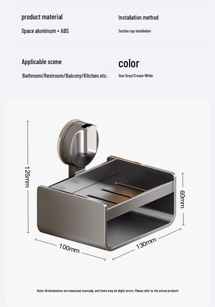 Wall-Mounted Soap Holder with Suction Cup for Bathroom Storage