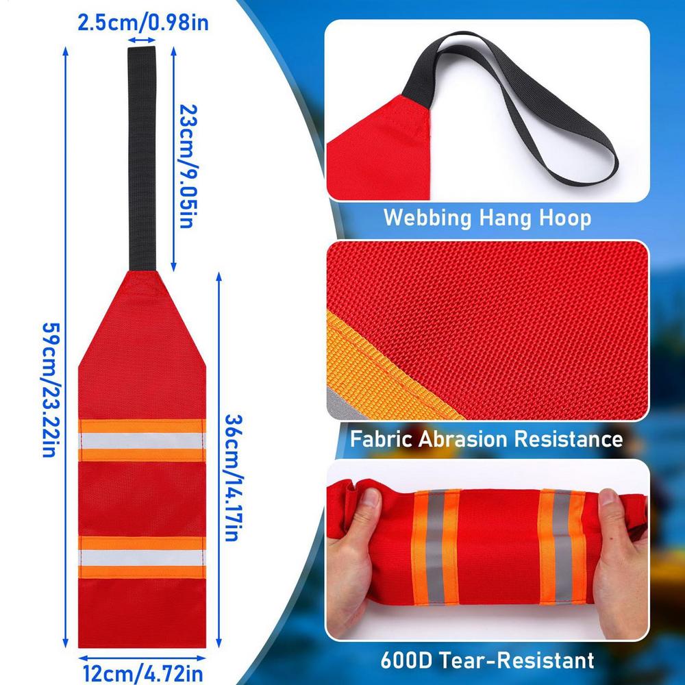 Safety Warning Red Flag 2 Pcs Reflective Sign Safety Marker Portable Kayak Safety Accessories Kit For Outdoor Canoe Boat Lake