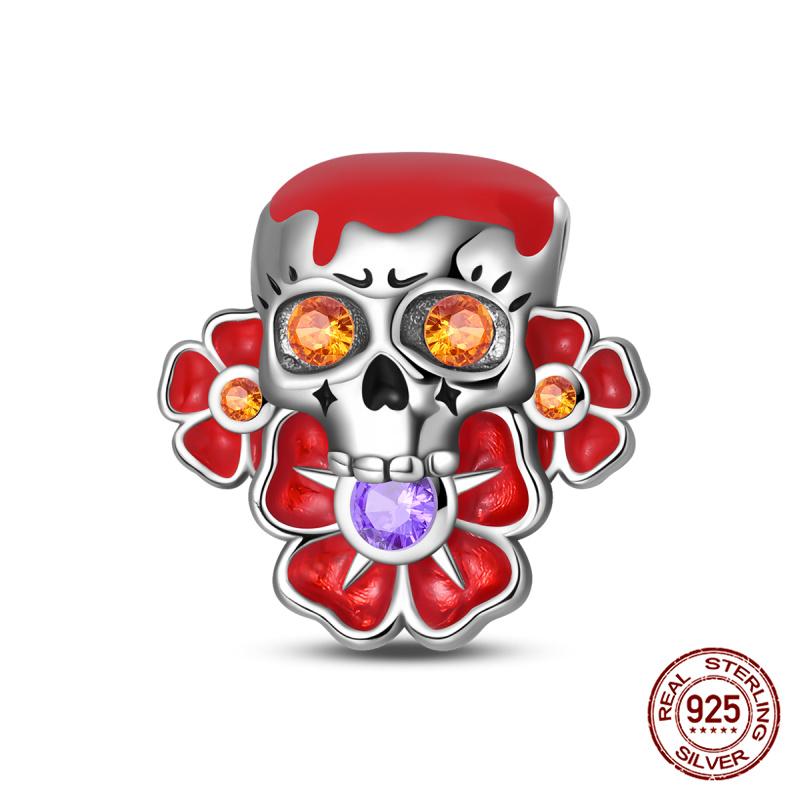 100% Coppernew Halloween Series Charm Pumpkin Skull Beads Fit Originalbracelet Diy Jewelry Making Gifts