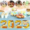 1/4pcs Digital Design Dinner Plate Party Supplies Party Candy Container Gold Number Shaped Box Snack Tray 24.5x21x3cm