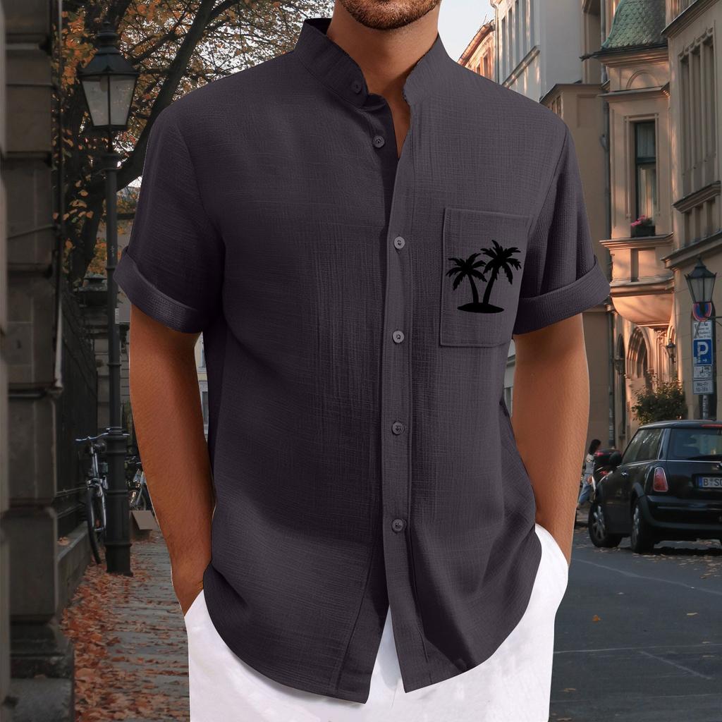 Men'S Casual Loose Short Sleeved Printed Shirt With Fashionable Top