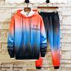 Long Sleeved Hoodie Gradient Men's Loose Top Two Piece Set