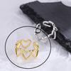 925 Silver Rings For Women Hollow Out Gold Color Temperament Personality Fashion Female Trendy Resizable Opening Rings